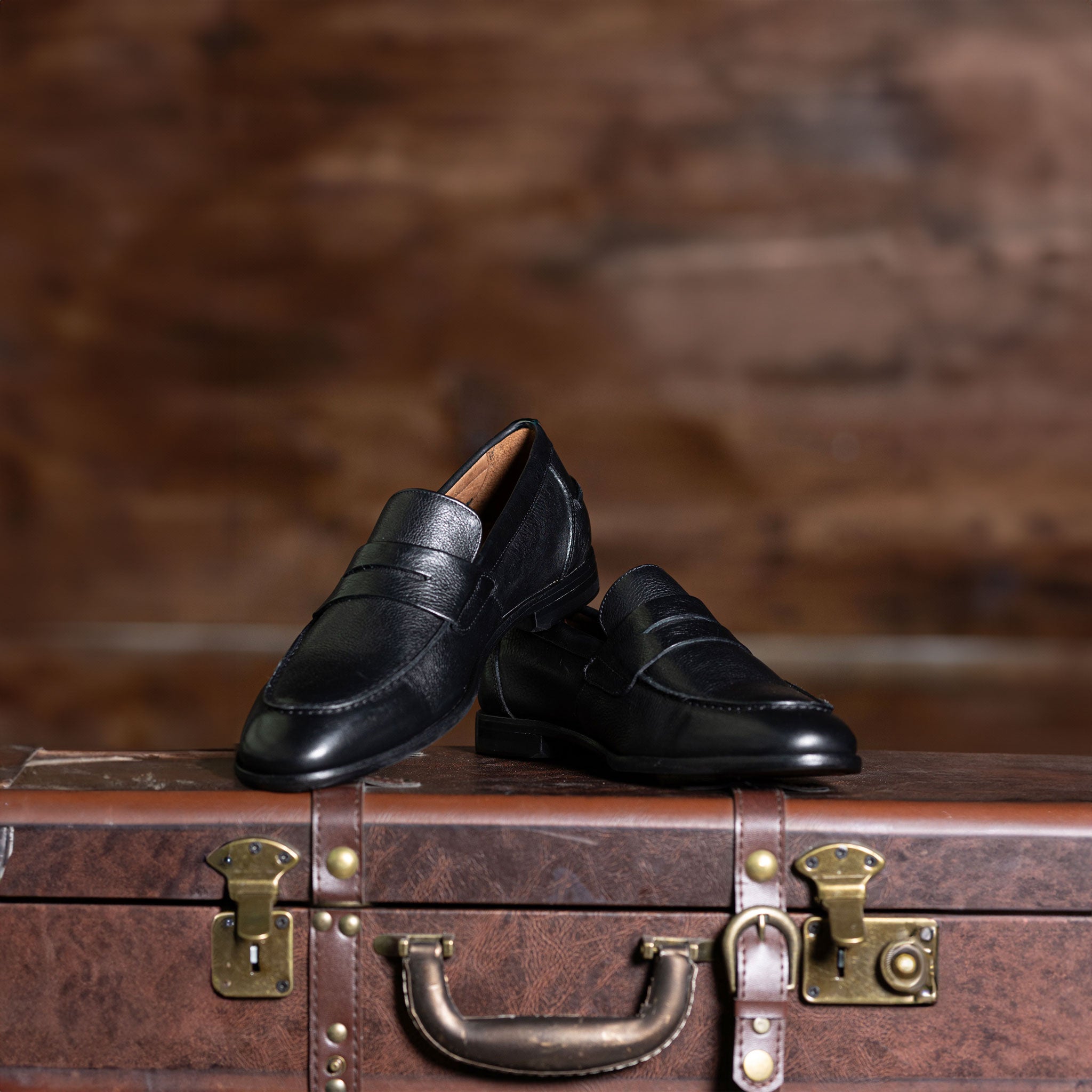 Naples Penny Loafers Black Leather