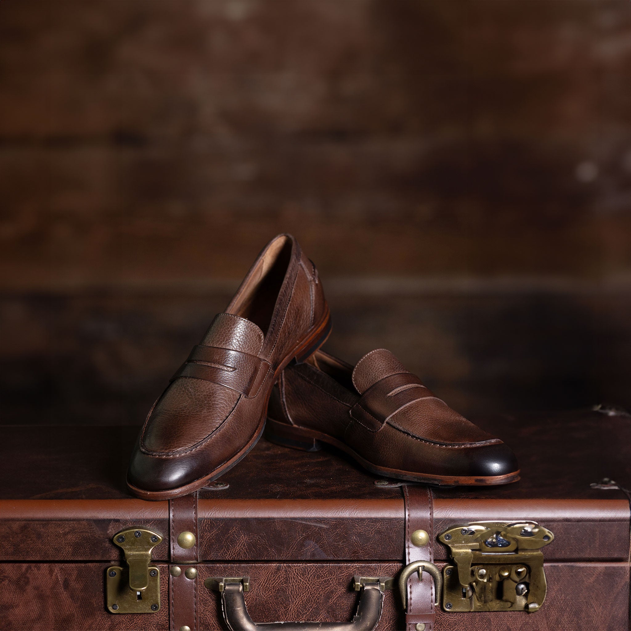 Naples Penny Loafers Brown Leather Collars & Co. Naples Penny Loafers Brown Leather Collars & Co.