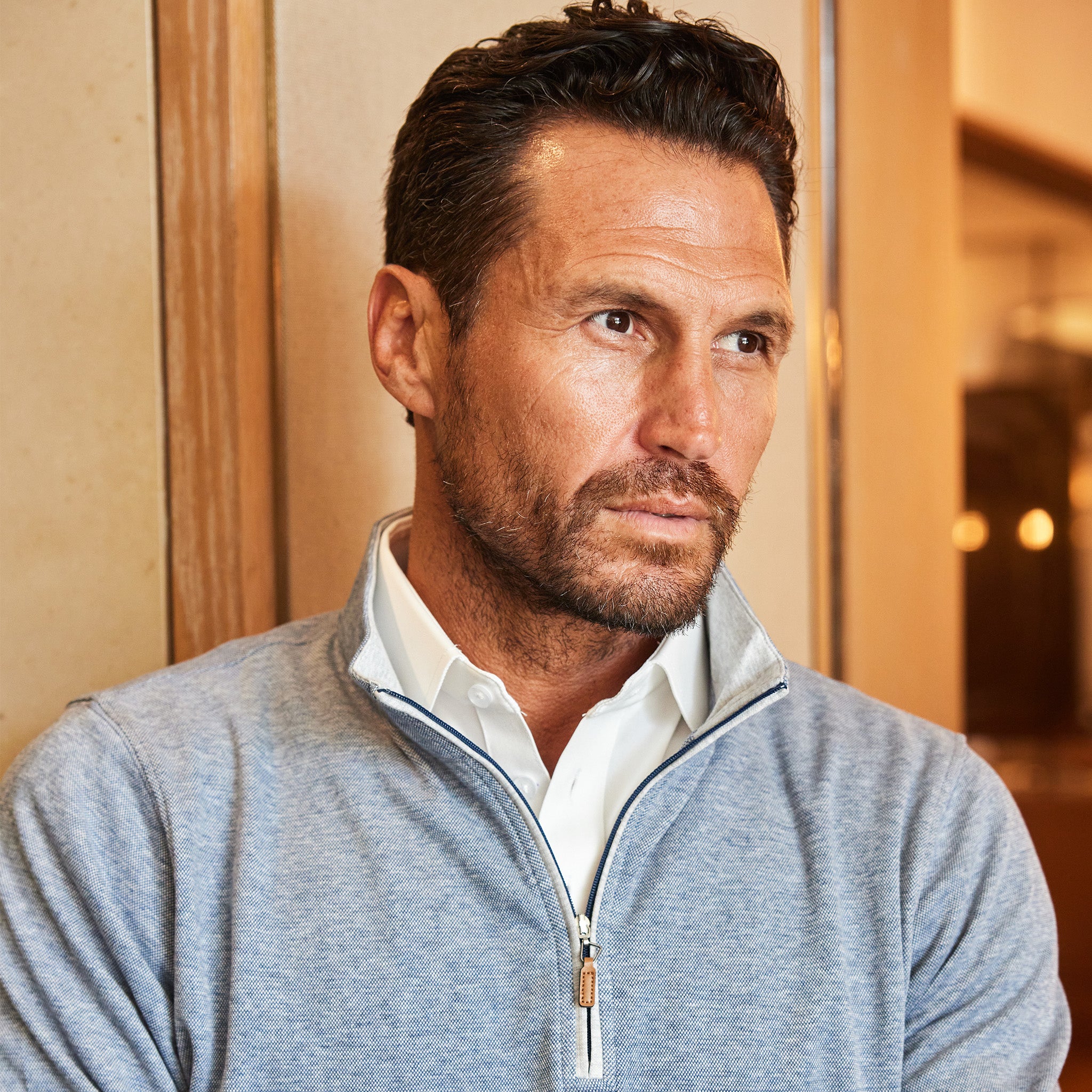 ENFOLD WAVE COLLAR PULLOVER 美品 Cloud Textured Quarter Zip Pullover Deep Ocean – Collars & Co.