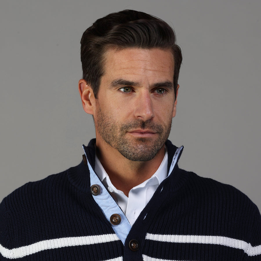 Kennebunkport Navy and White Stripe Cotton Sweater