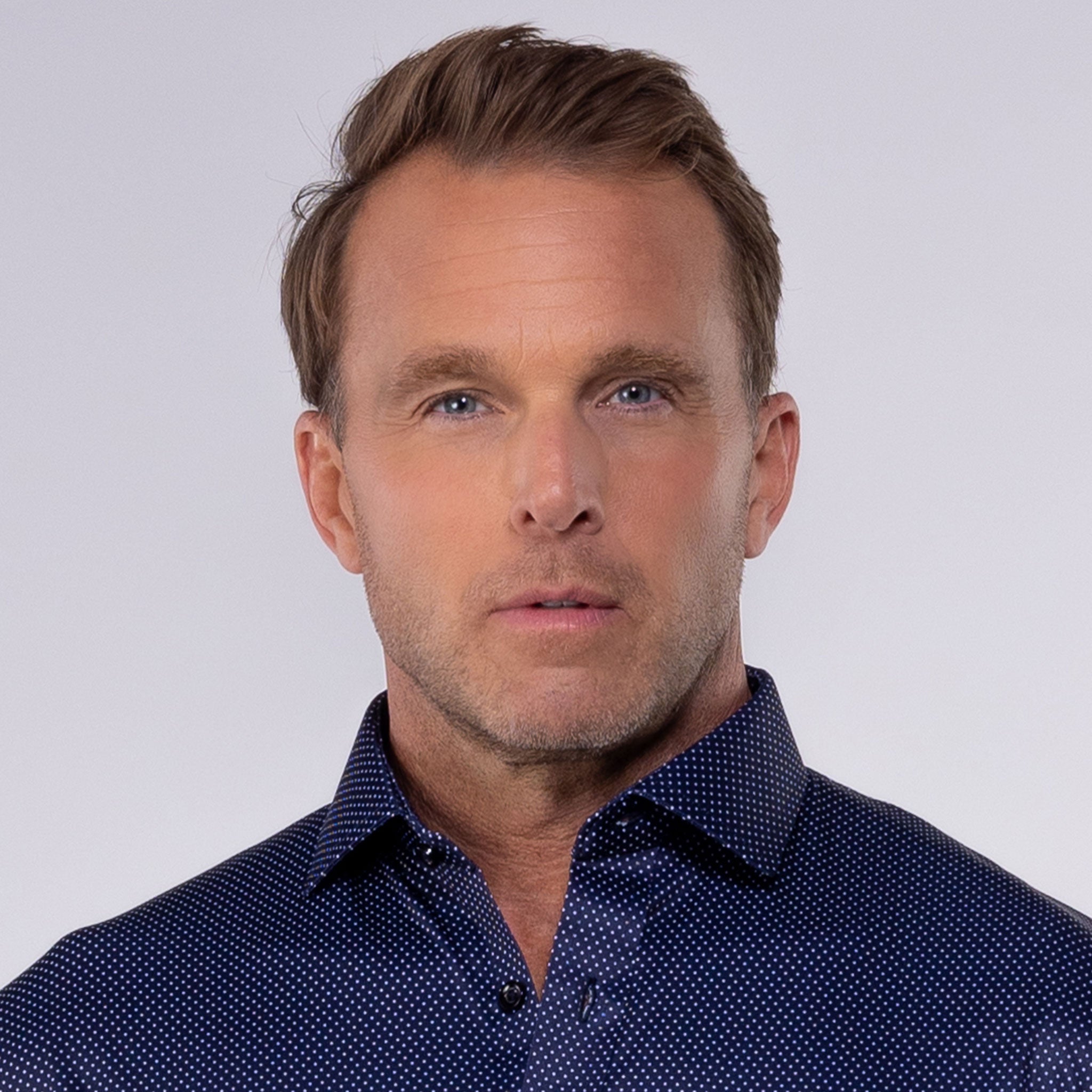 Quattro Flex Short Sleeve Button Down Midnight Micro Dot Collars & Co.