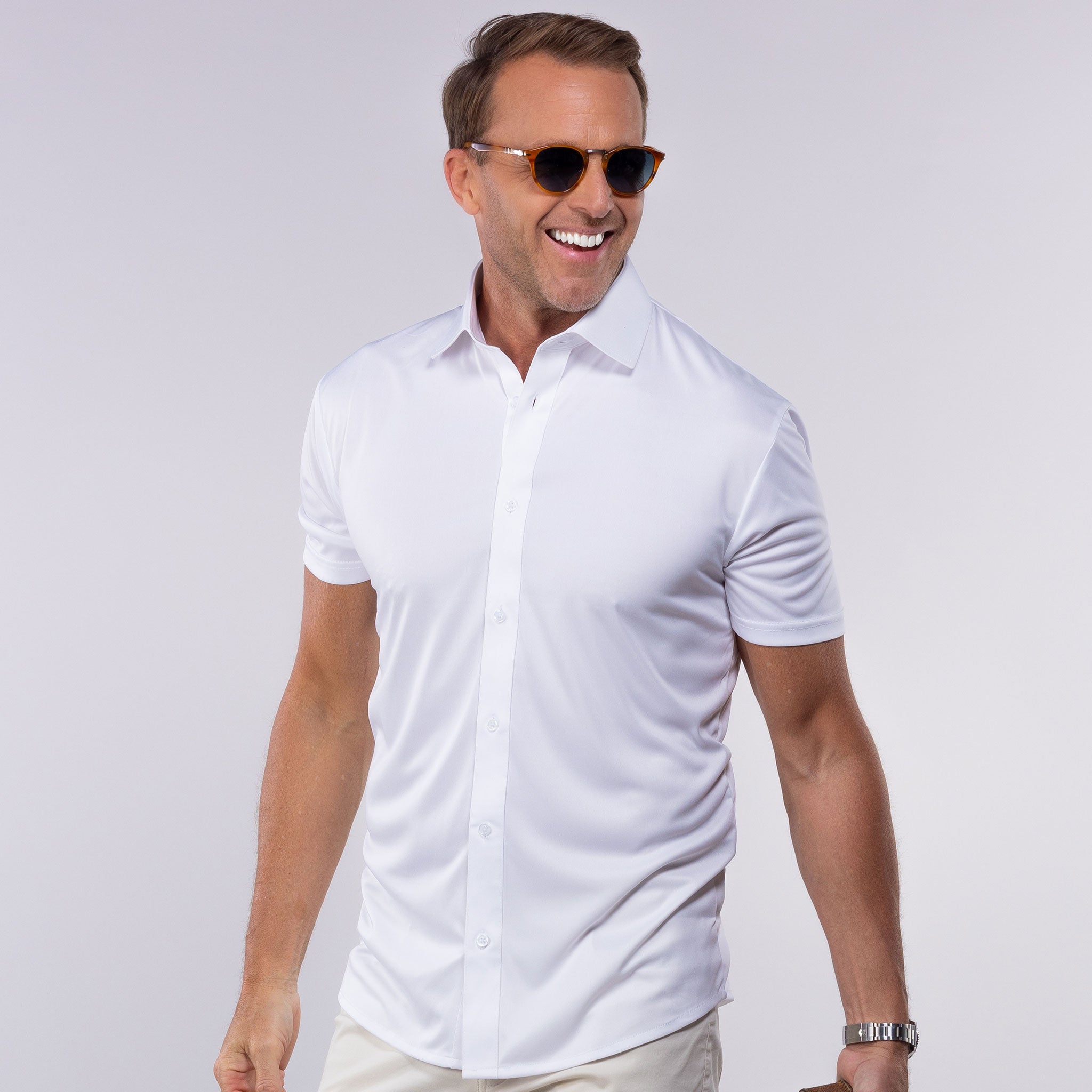 Quattro Flex Short Sleeve Button Down White 3XL / White Quattro Flex Short Sleeve Button Down White 3XL / White