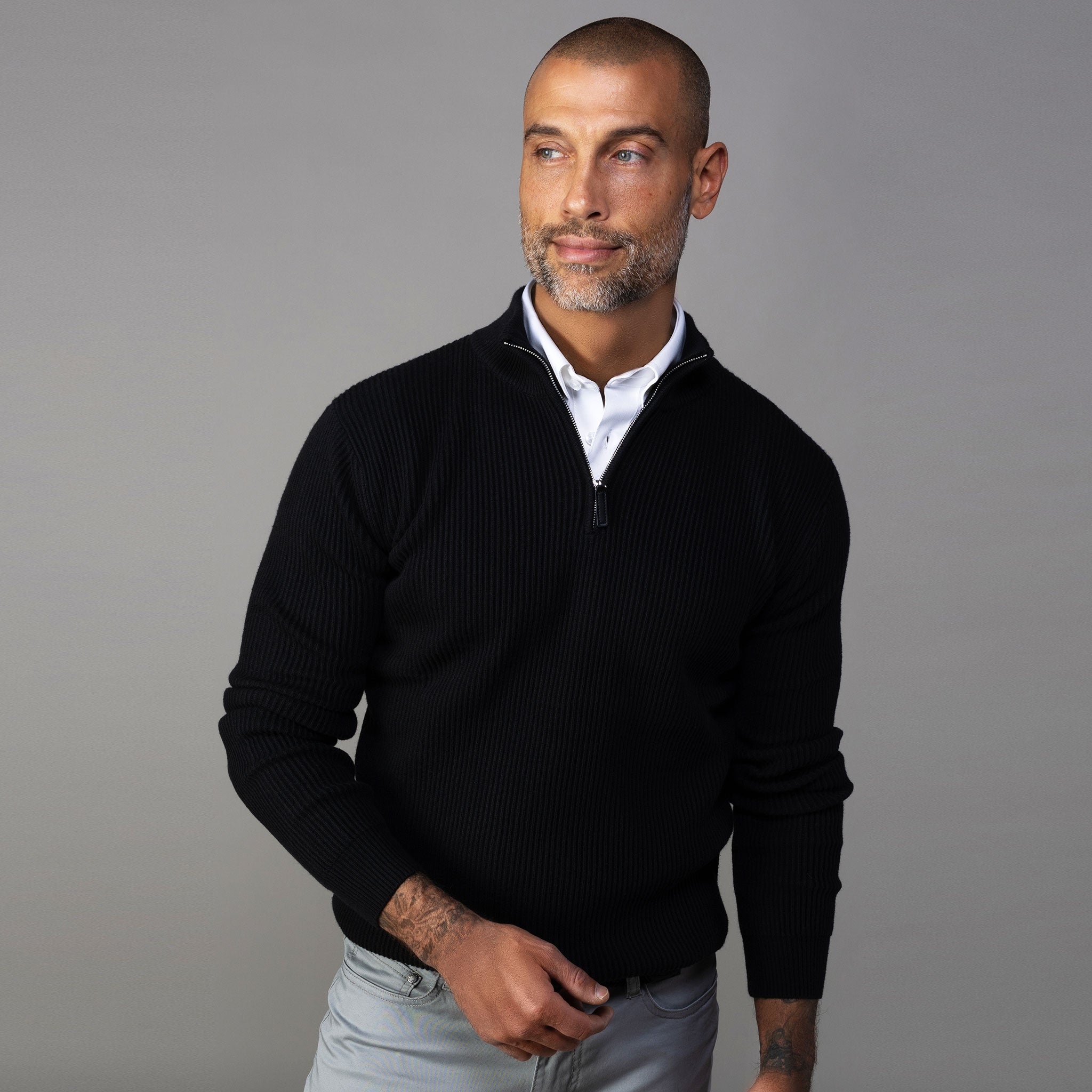 Quarter-zip Collar Sweatshirt - Black