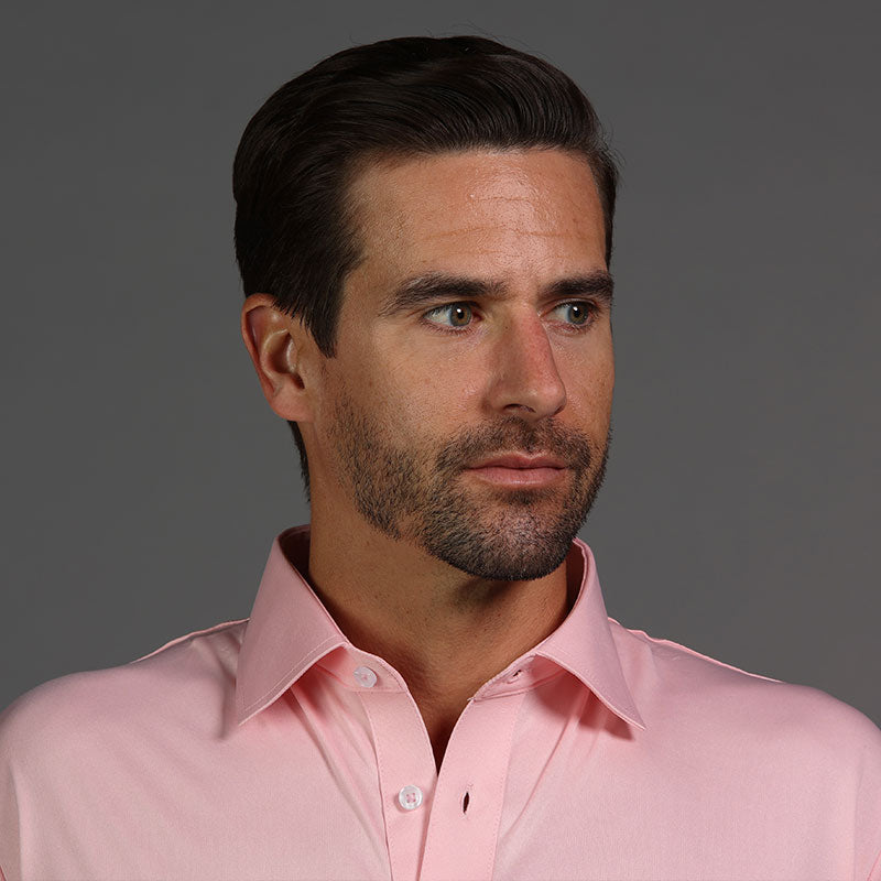 Hot Pink Dress Shirts For Men Quattro Flex Dress Shirt with Semi-Spread Collar Pink Collars & Co Hot Pink Dress Shirts For Men Quattro Flex Dress Shirt with Semi-Spread Collar Pink Collars & Co