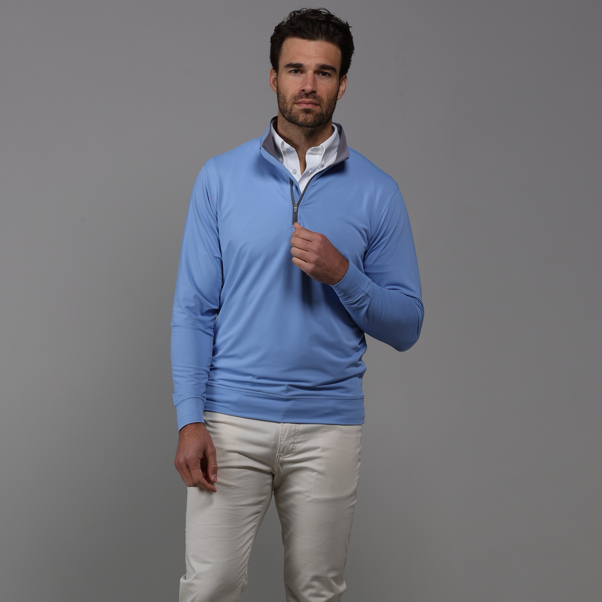 White Tour Performance Men's Golf Quarter Zip Pullover