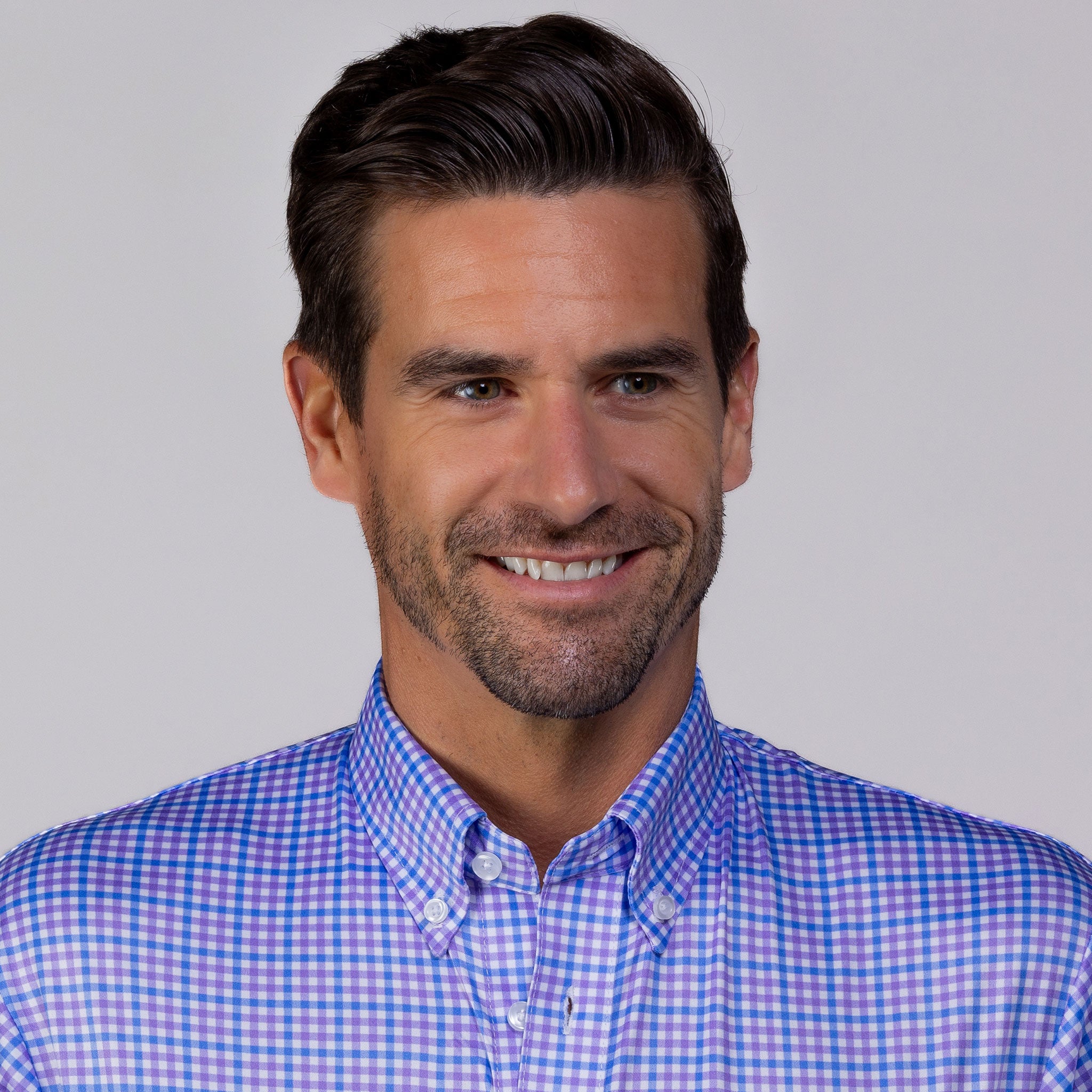 Quattro Flex Dress Shirt with Button Down Collar Blue and Purple Tatte