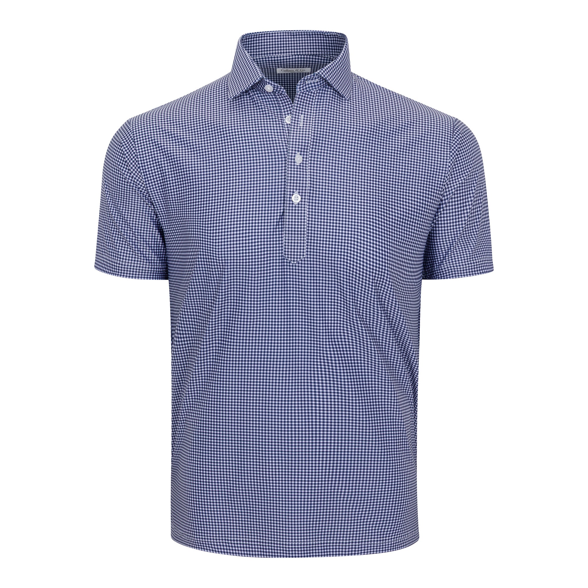 Featherweight Flex Polo Navy Micro Gingham – Collars & Co.