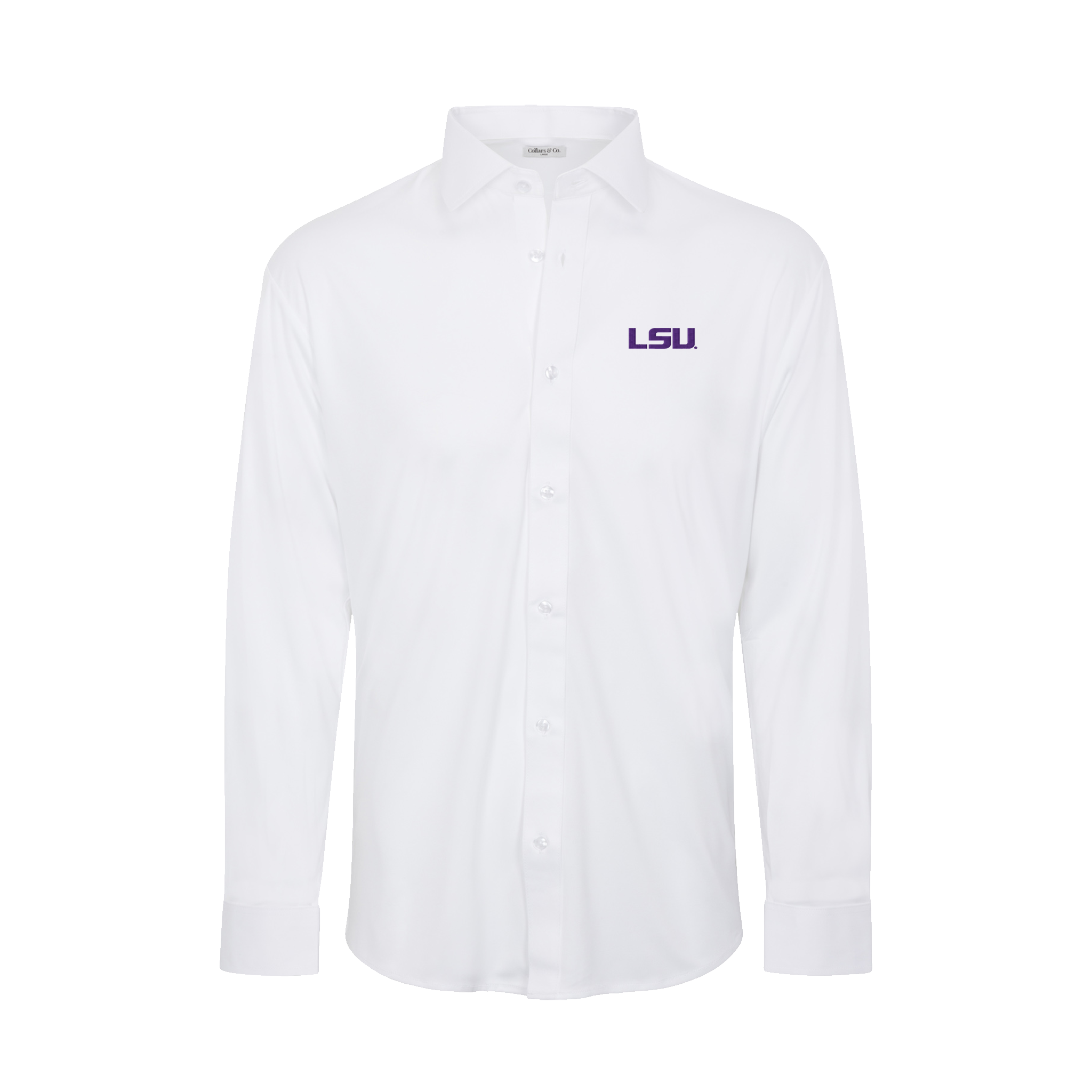 LSU Quattro Flex Dress Shirt with Semi-Spread Collar White XL / White LSU Quattro Flex Dress Shirt with Semi-Spread Collar White XL / White