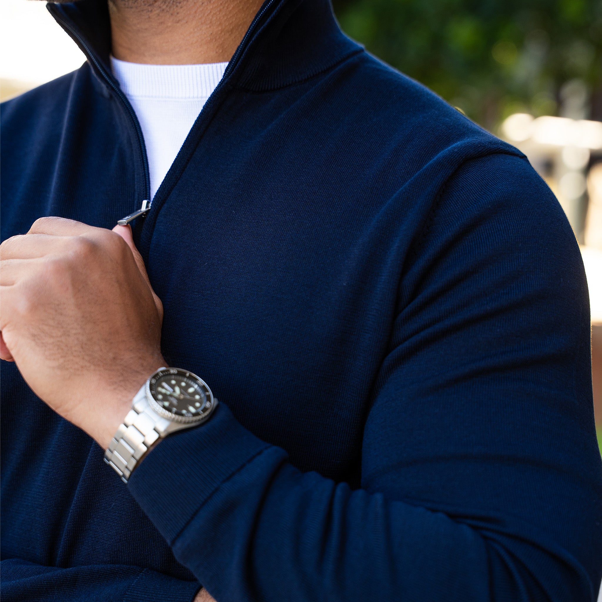 Maranello Cotton & Silk Quarter Zip Navy – Collars & Co.