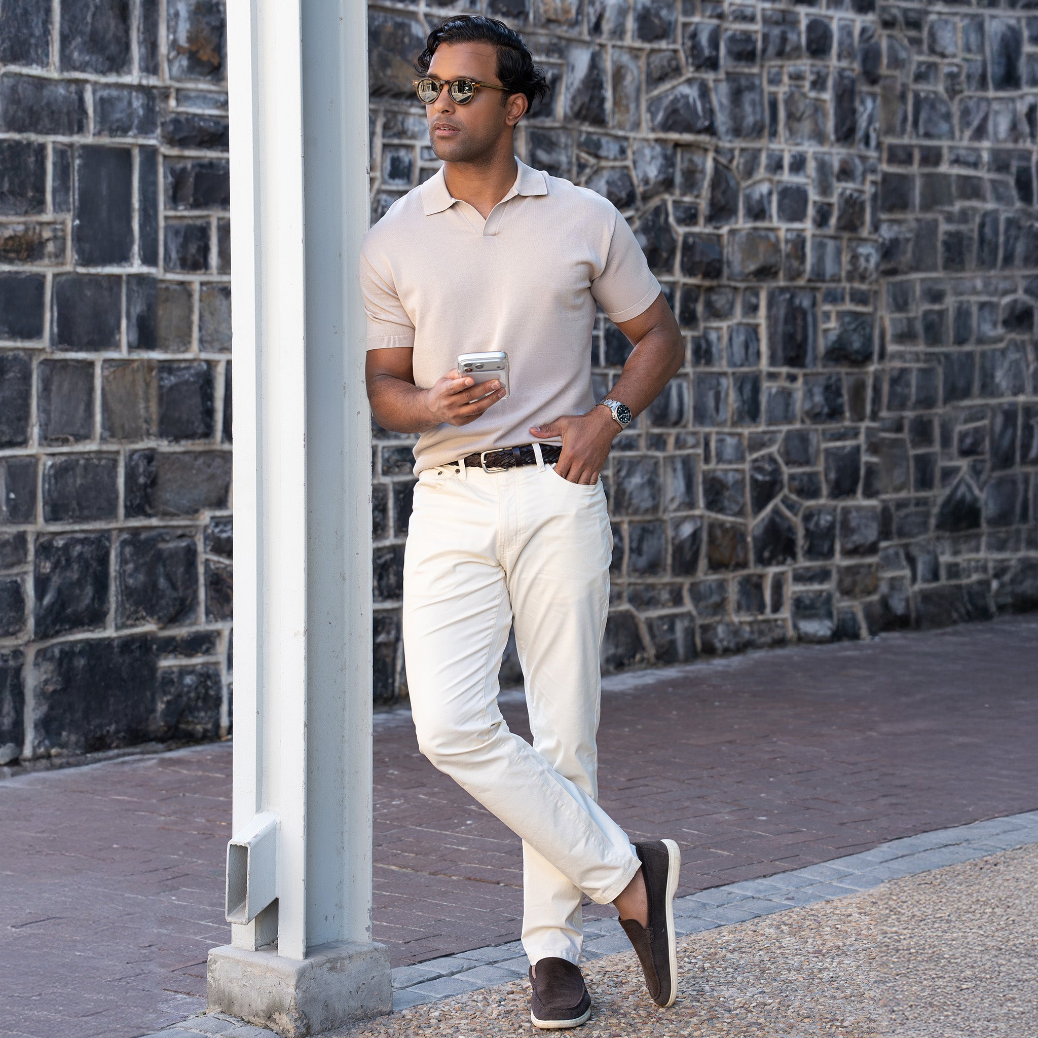 The Maranello Mid-Weight Cotton & Silk Polo Sand