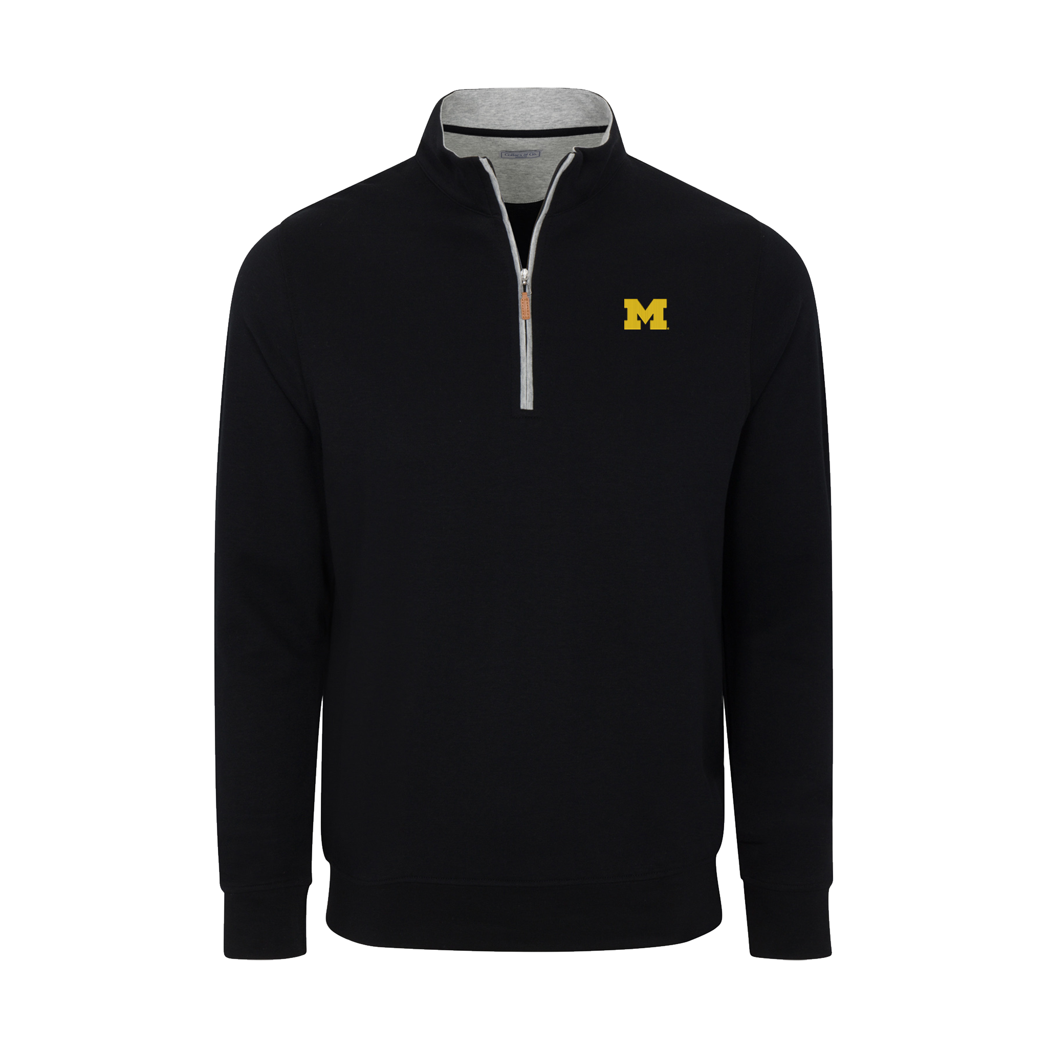 Michigan Heather Cloud Cotton Quarter Zip Pullover Black with 