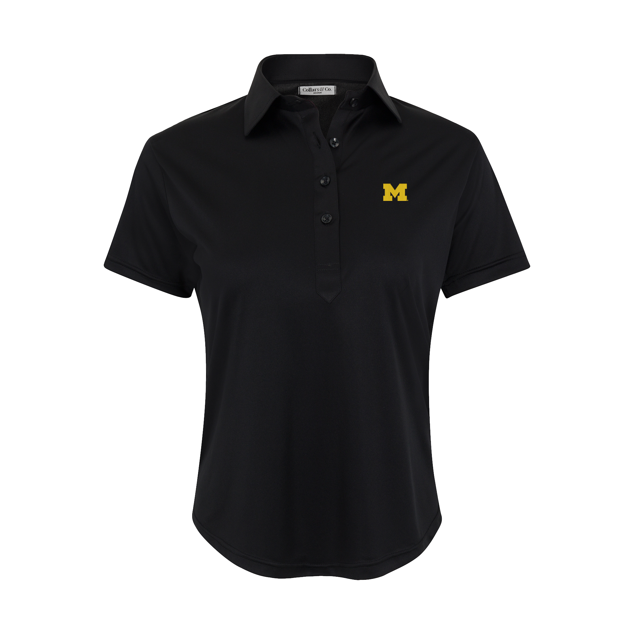 Michigan Women's Cap Sleeve Semi Spread Polo Black – Collars & Co.