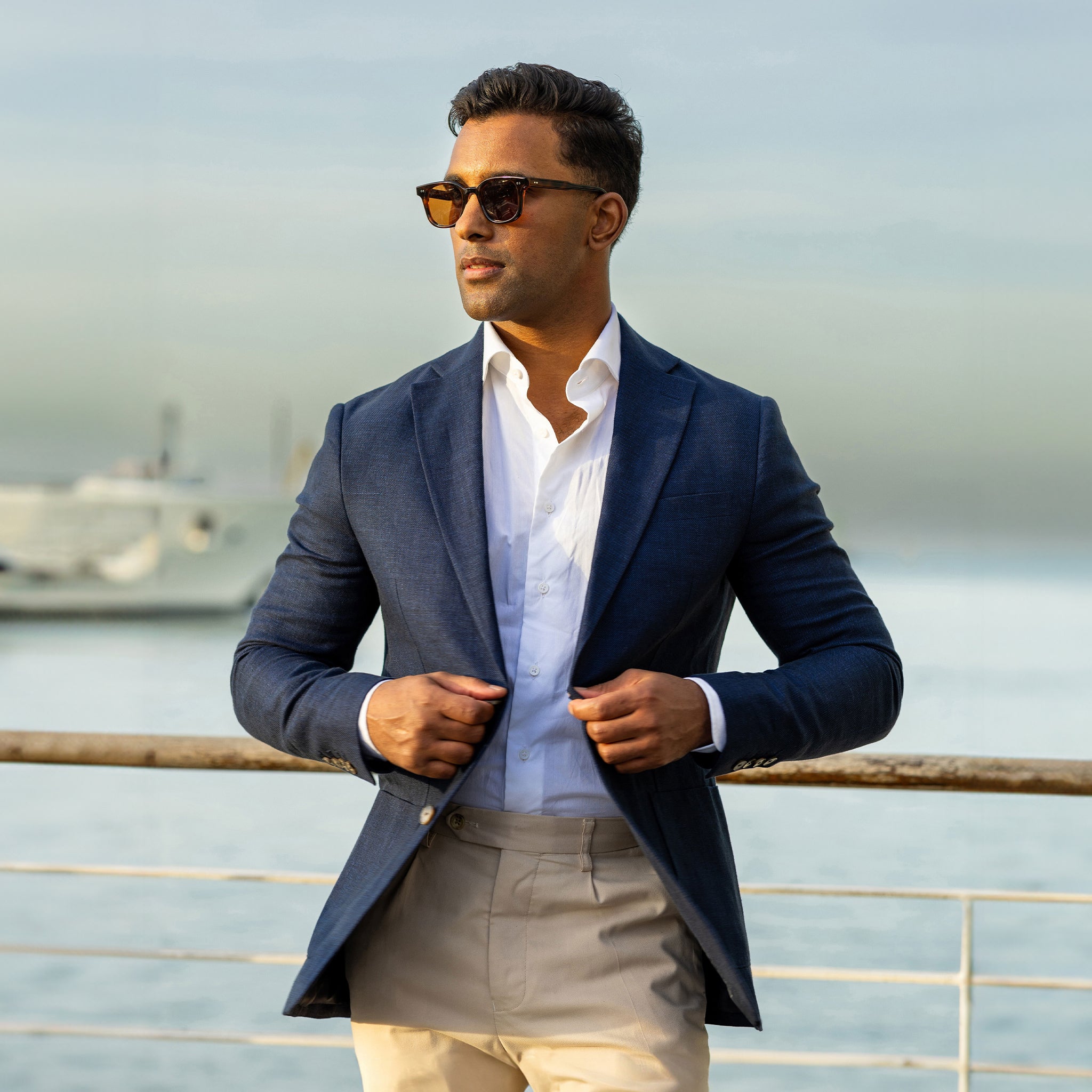 The Lorenzo Linen Cotton Blazer Navy – Collars
