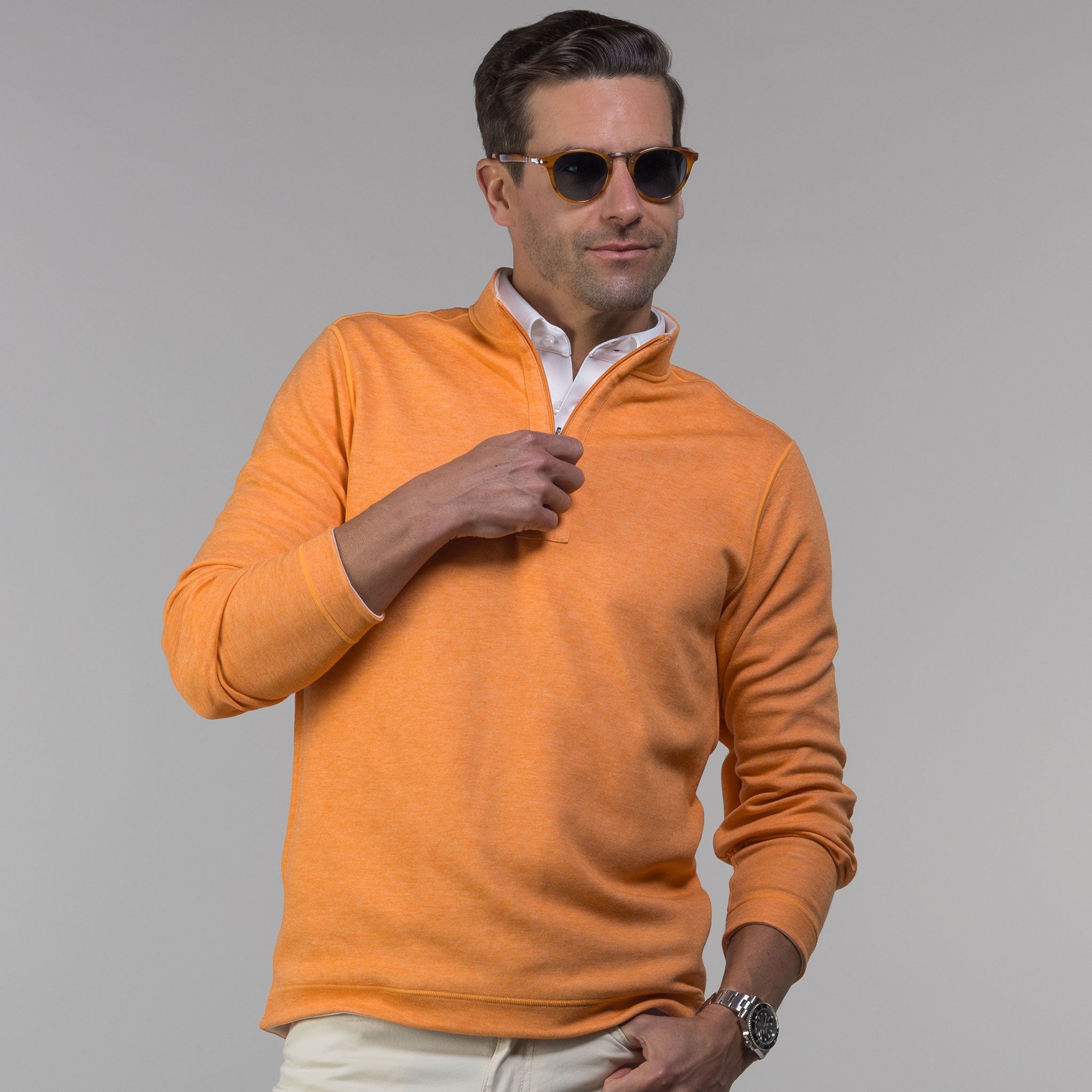 Sunset and Cream Zen Cotton Blend Reversible Quarter Zip