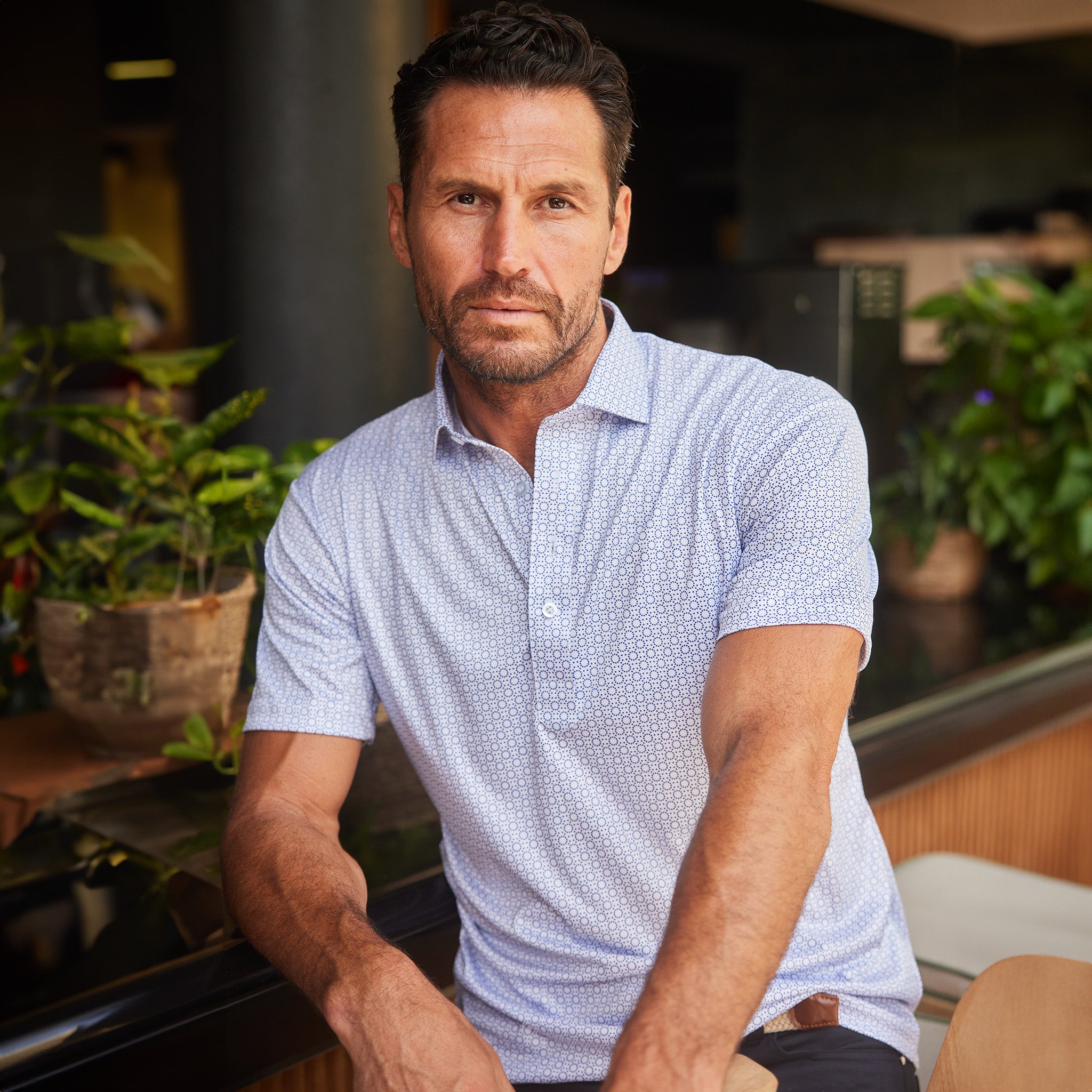 Semi-Spread Collar Polo Scottsdale Navy Spheres