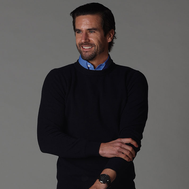 crew neck sweater over button down