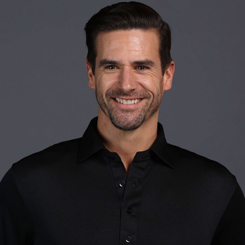 Semi-Spread Collar Polo Long Sleeve Black M / Black Semi-Spread Collar Polo Long Sleeve Black M / Black
