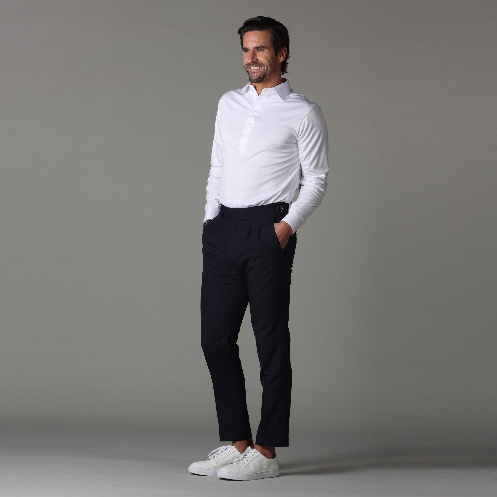 long sleeve polo with dress pants Azure - Couple Matching Long-Sleeve Dress / Polo Shirt / Vest / Pants / Set