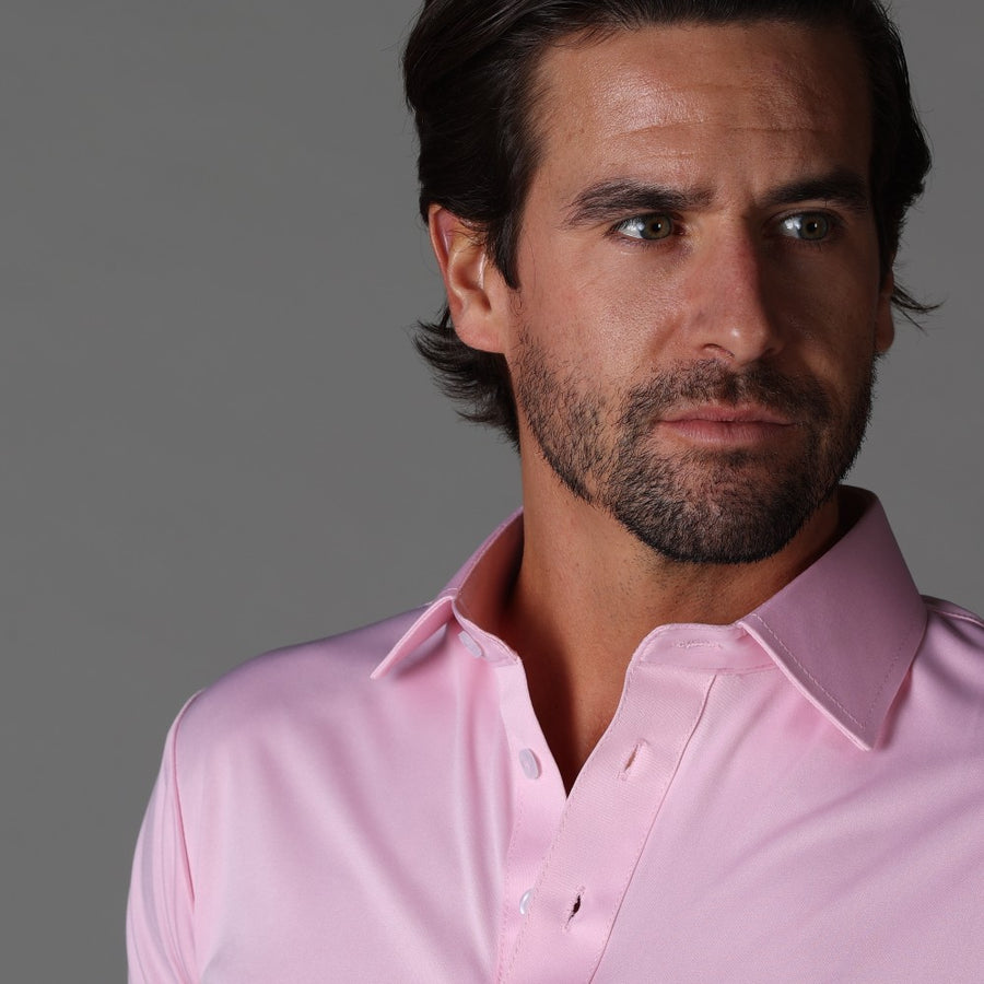 Semi-Spread Collar Polo Pink