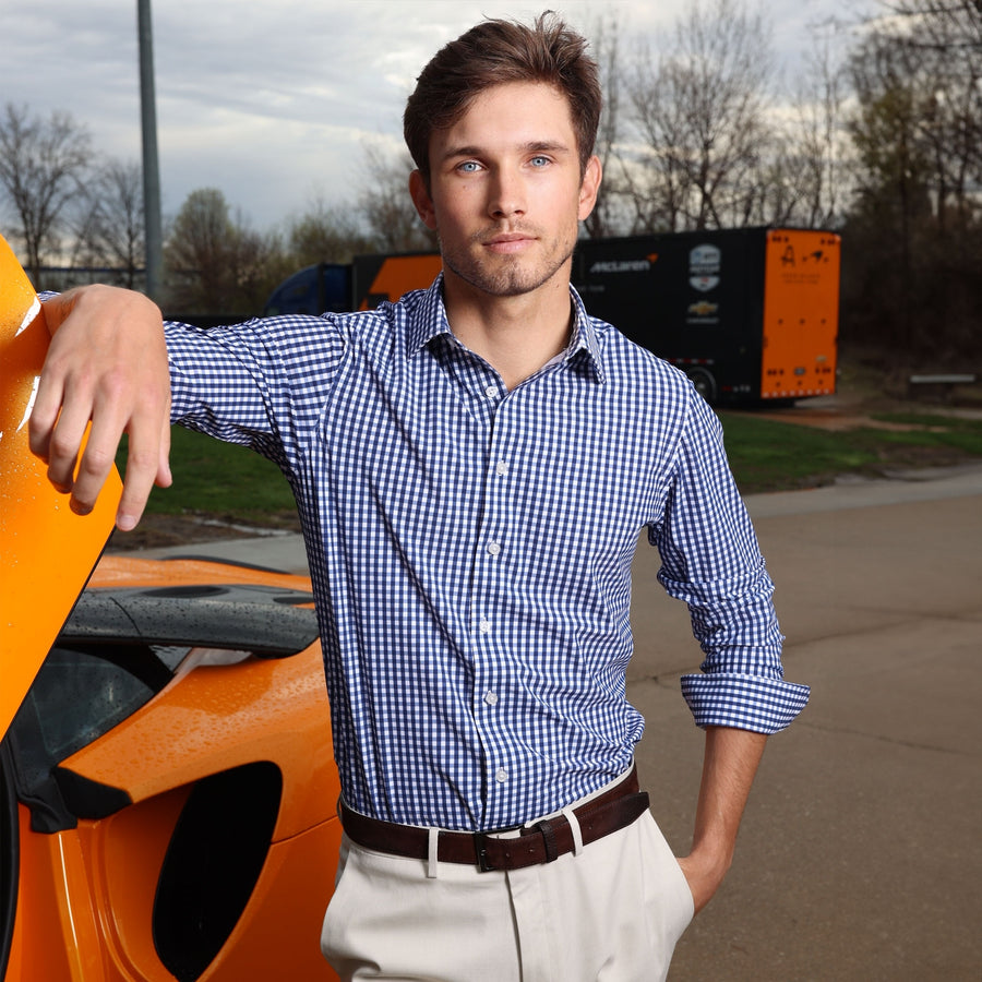Apex Performance Dress Shirt Navy Gingham Apex Performance Dress Shirt Navy Gingham