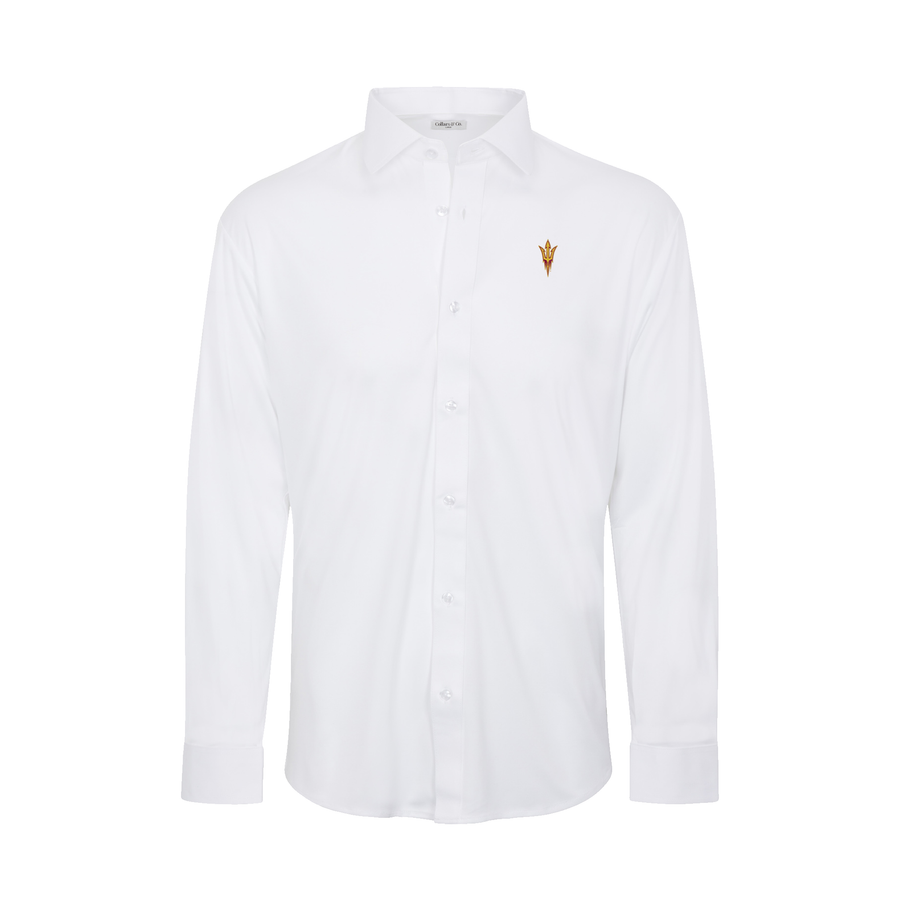 Arizona State Quattro Flex Dress Shirt with Semi-Spread Collar White