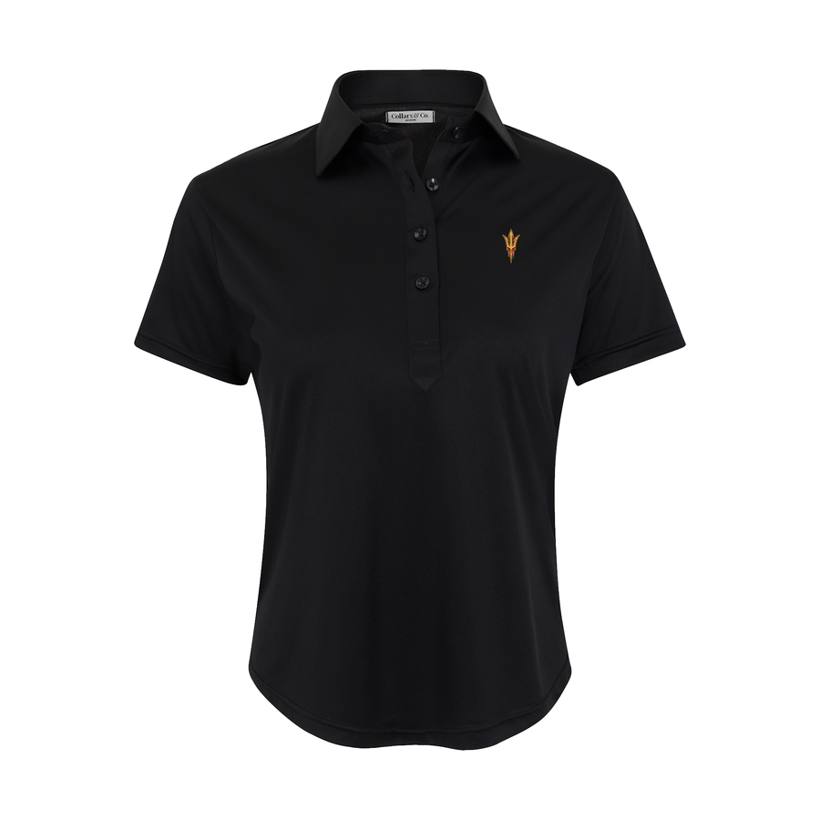 Arizona State Women's Cap Sleeve Semi Spread Polo Black