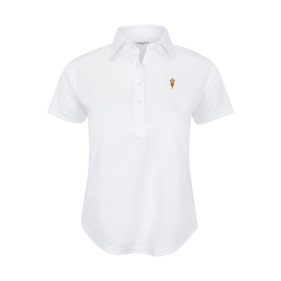 Arizona State Women's Cap Sleeve Semi Spread Polo White