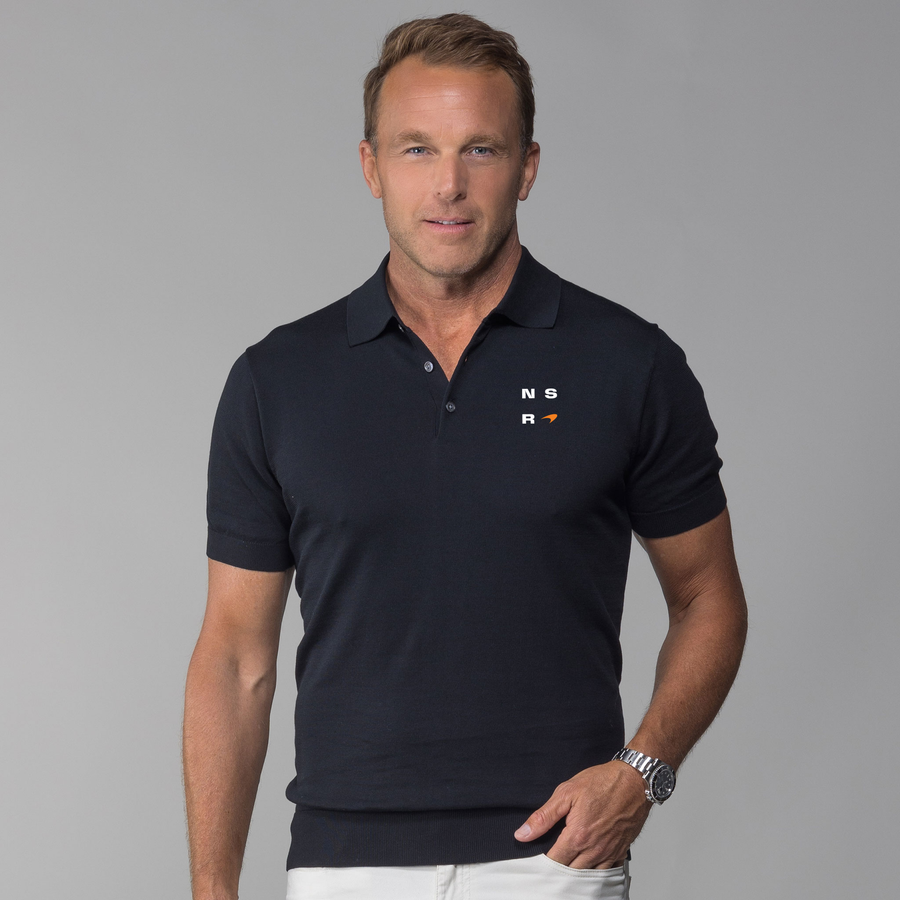Arrow McLaren Maranello Cotton & Silk Three Button Polo Black