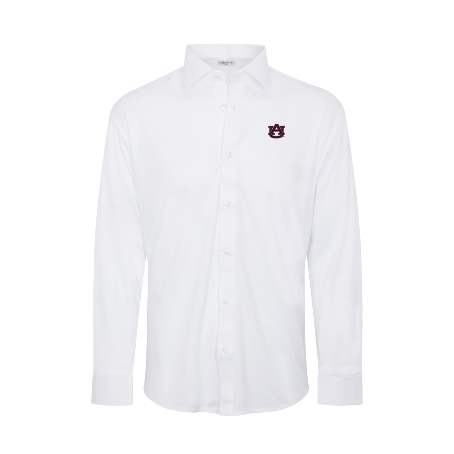 Auburn Quattro Flex Dress Shirt with Semi-Spread Collar White