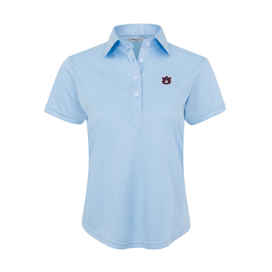 Auburn Women's Cap Sleeve Semi Spread Polo Sky Blue