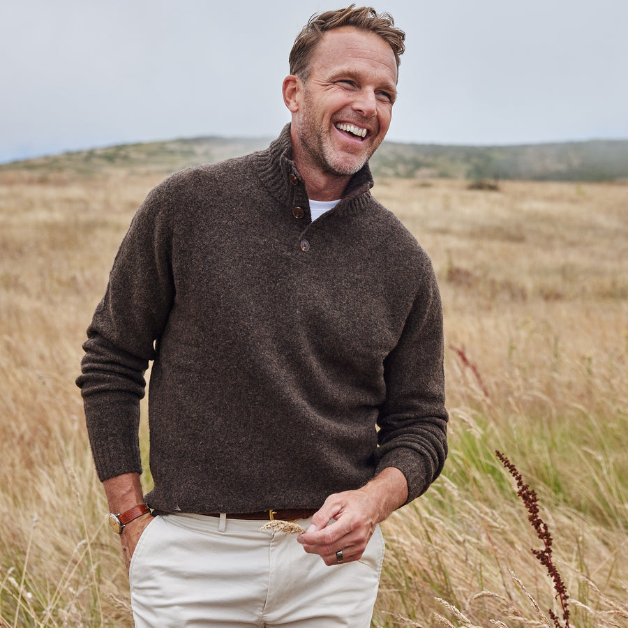Balmoral Three Button Wool Sweater Brown
