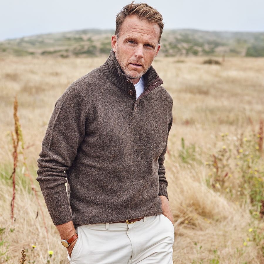 Balmoral Three Button Wool Sweater Brown