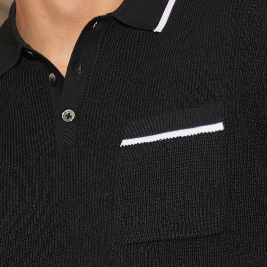 Riviera Knit Polo Black with White