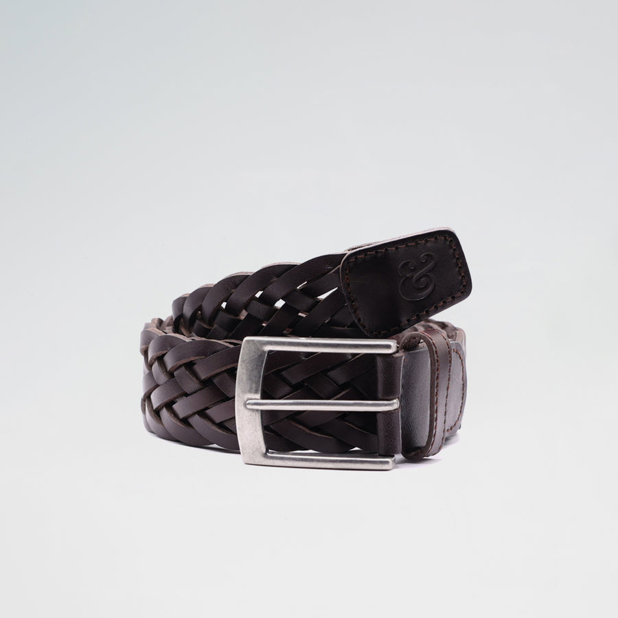 Brown Leather Braided Belt 2XL (38") Brown Leather Braided Belt 2XL (38")