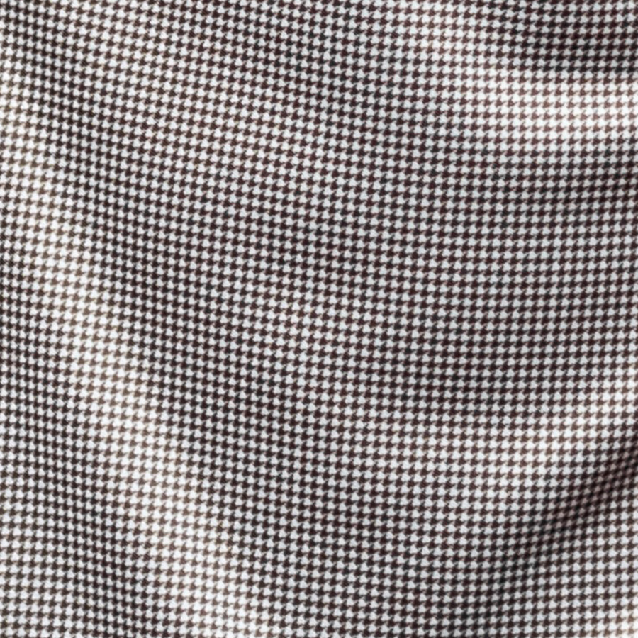 Semi-Spread Collar Polo Brown Houndstooth