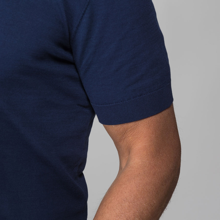 The Maranello Cotton & Silk Buttonless Polo Navy - Tailored Fit