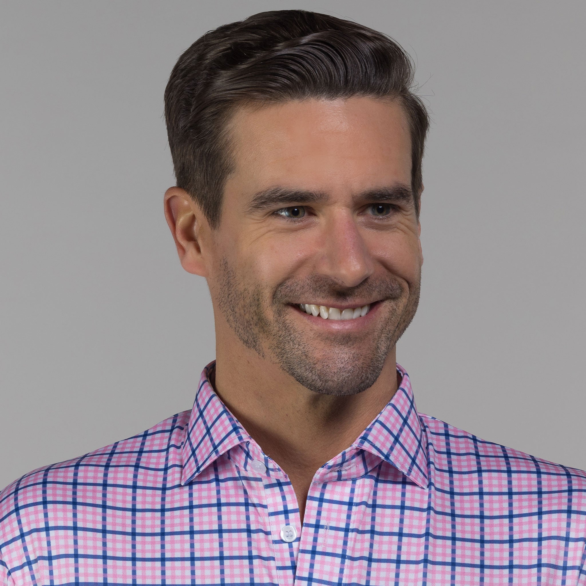 SemiSpread Collar Polo The Chatham Pink and Blue Tattersall Collars