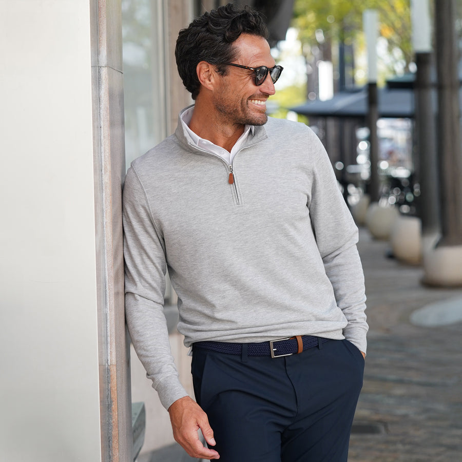 Heather Cloud Cotton Quarter Zip Pullover Light Grey 3XL / Light Grey