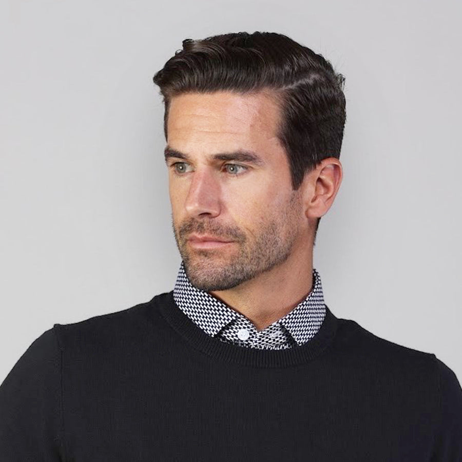 crewneck with dress shirt Round Neck Crew Neck Sweater And Dress Shirt Ways To Wear A Crew Neck Sweater
