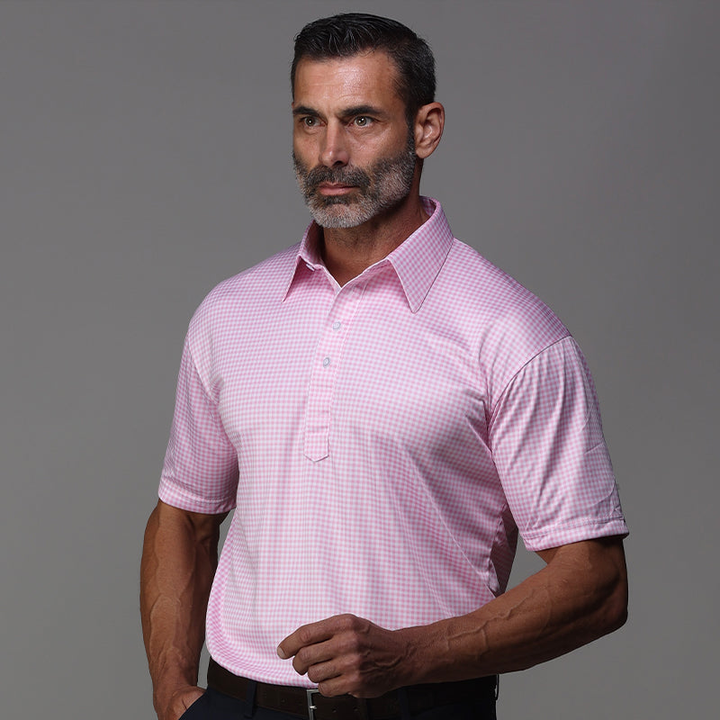 English Spread Collar Polo Pink Gingham