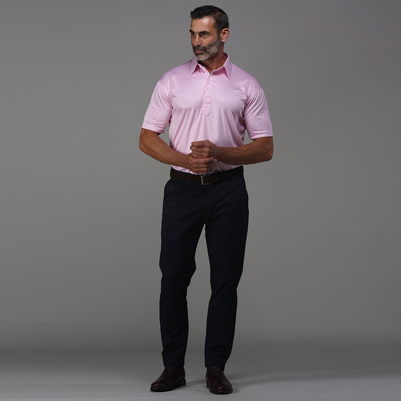 English Spread Collar Polo Pink Gingham