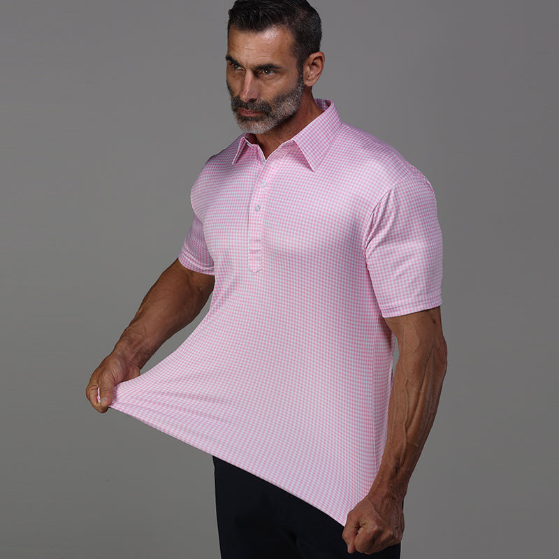 English Spread Collar Polo Pink Gingham