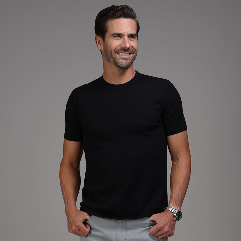 Lucca Luxury Touch Cotton and Silk T-Shirt Black