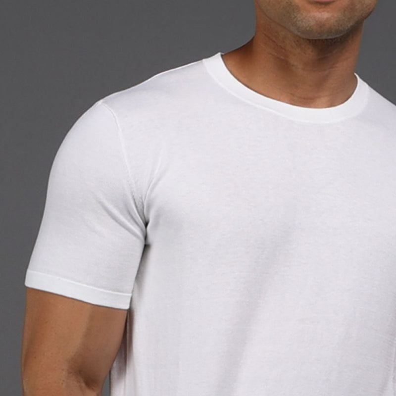 Lucca Luxury Touch Cotton and Silk T-Shirt White
