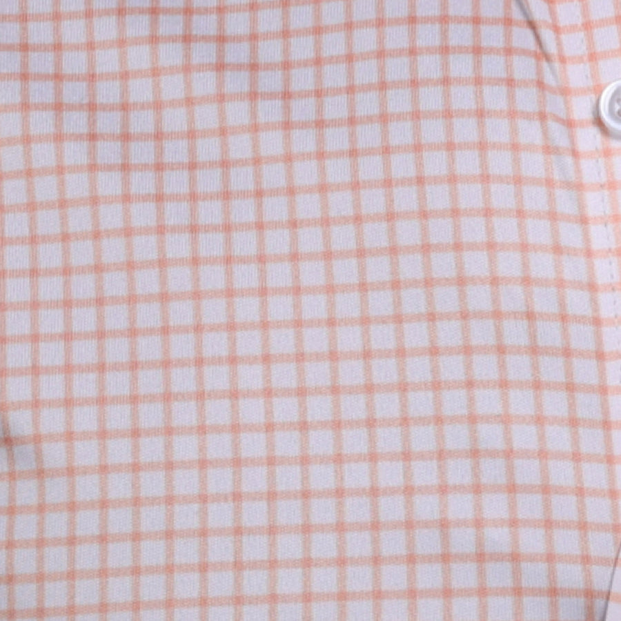 Quattro Flex Dress Shirt with Semi-Spread Collar Orange Grid