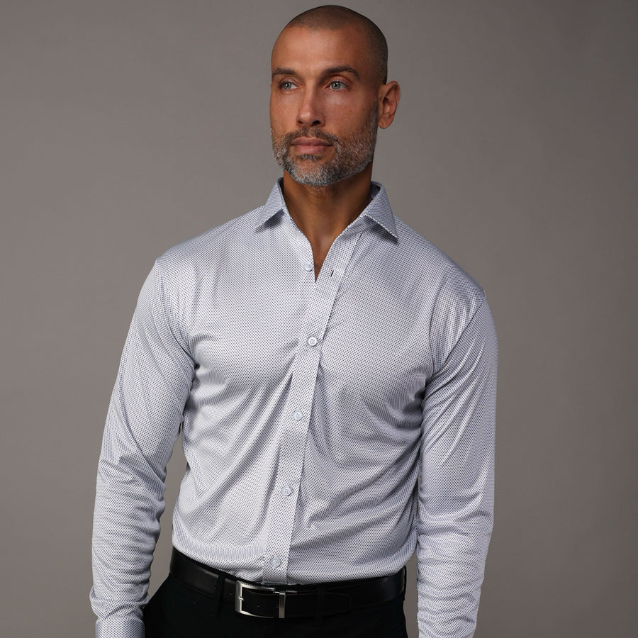 Quattro Flex Dress Shirt with Semi-Spread Collar White – Collars & Co.