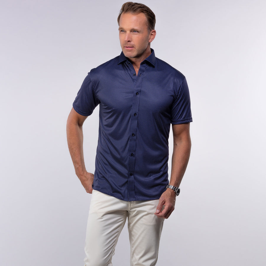 navy short sleeve dress shirt Pinnacle Textile Industries Men's Short Sleeve Gripper Front Navy Industrial Work Shirt Medium