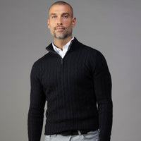 Black Kensington Cable Knit Quarter Zip Sweater