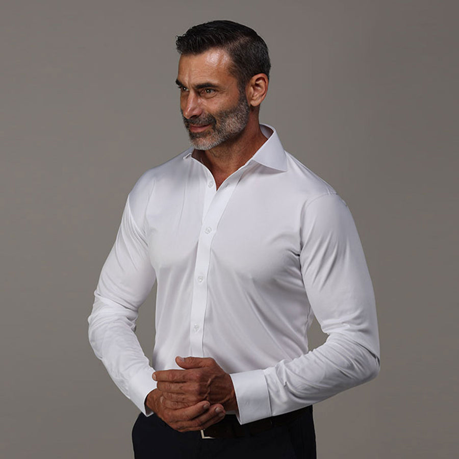 Quattro Flex Dress Shirt with Cutaway Collar White
