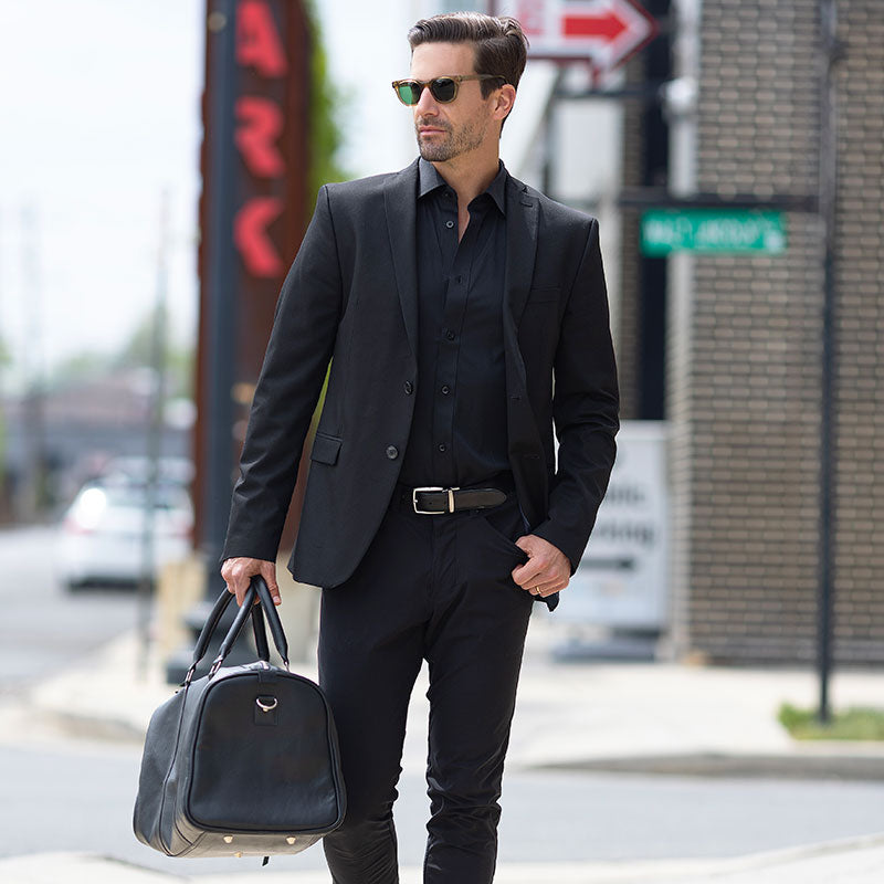 Quattro Flex Dress Shirt with Semi-Spread Collar Black Quattro Flex Dress Shirt with Semi-Spread Collar Black